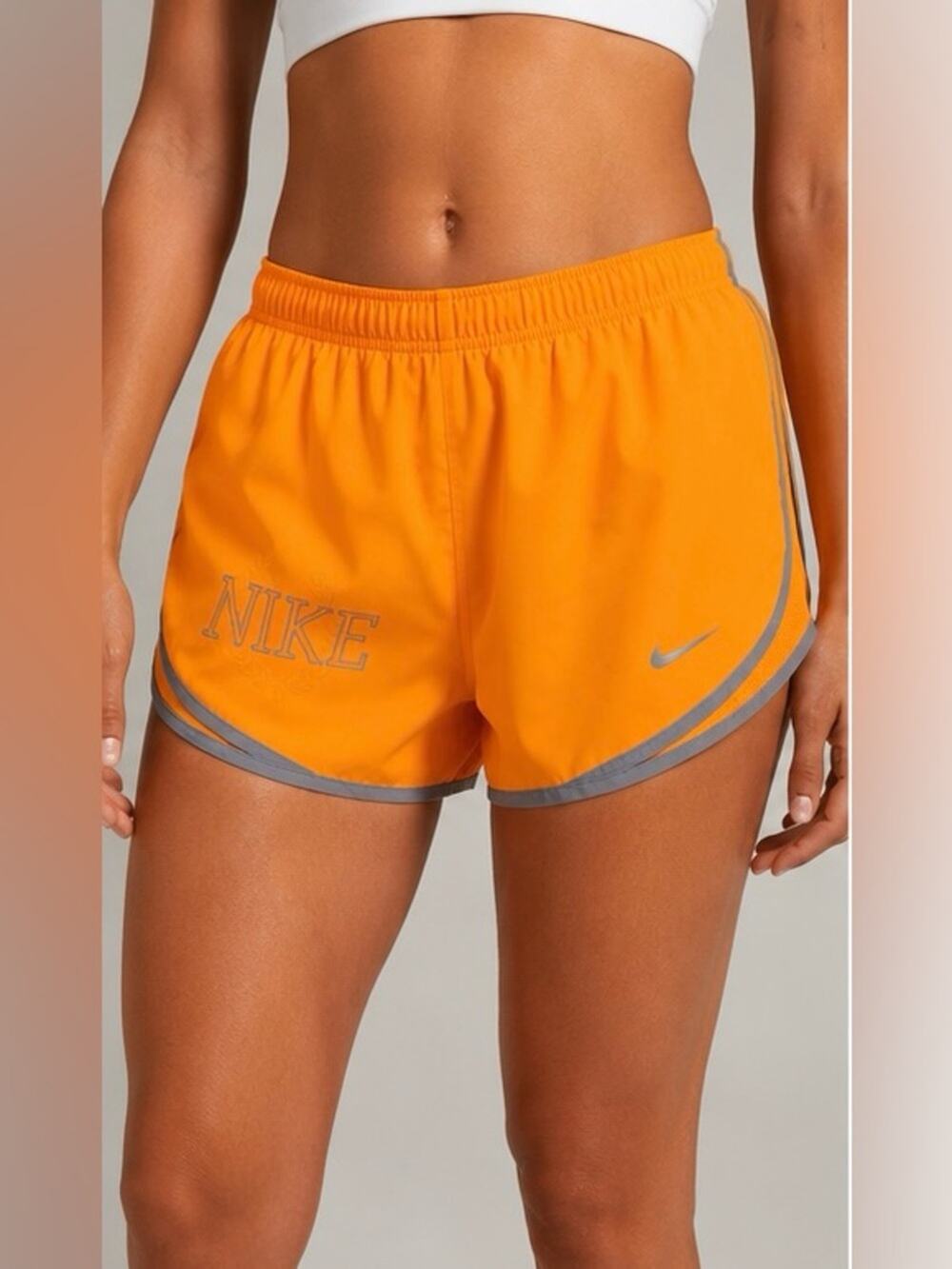 Nike Women’s Bright Orange Athletic Shorts with Gray Trim